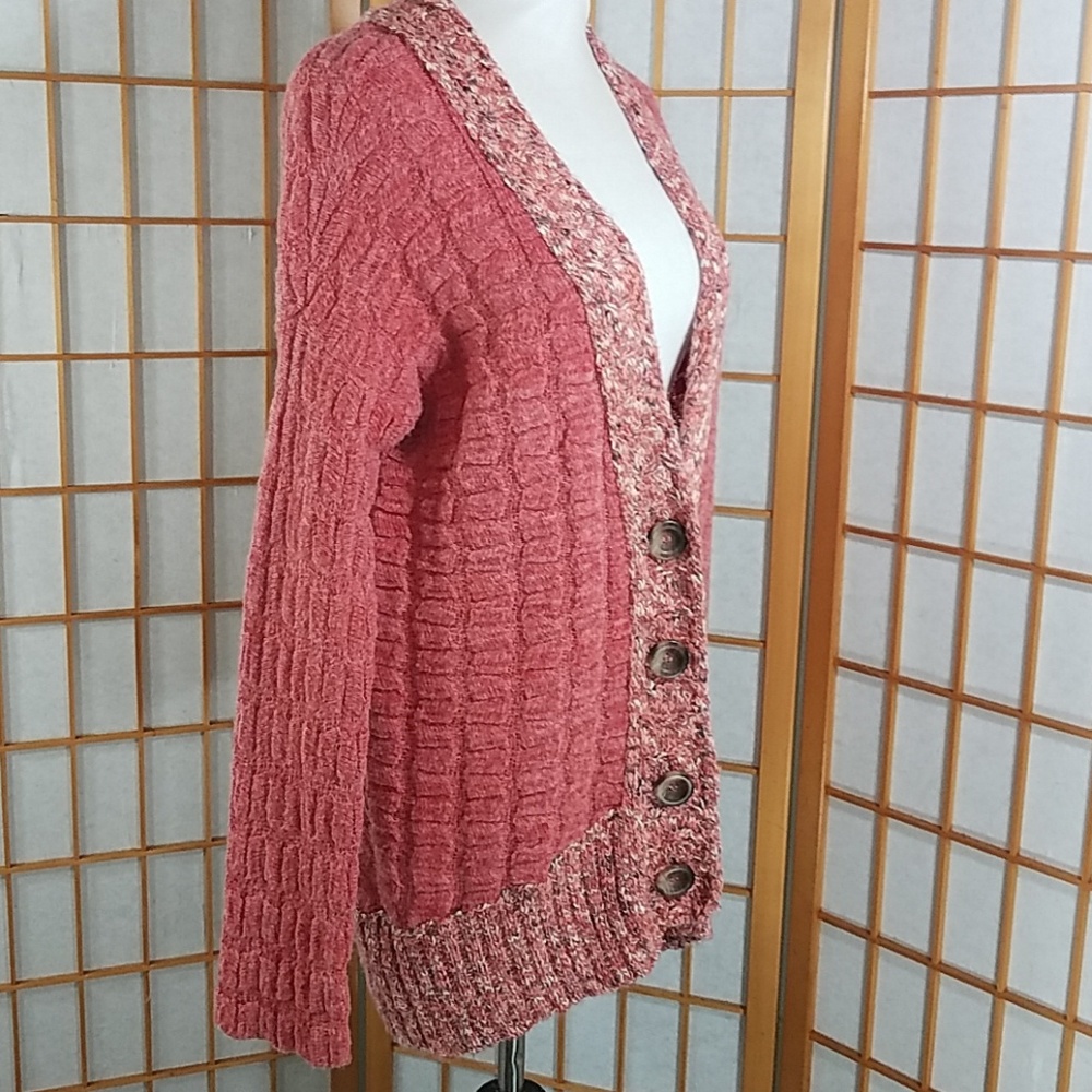 Free People oversized orange cardigan with buttons